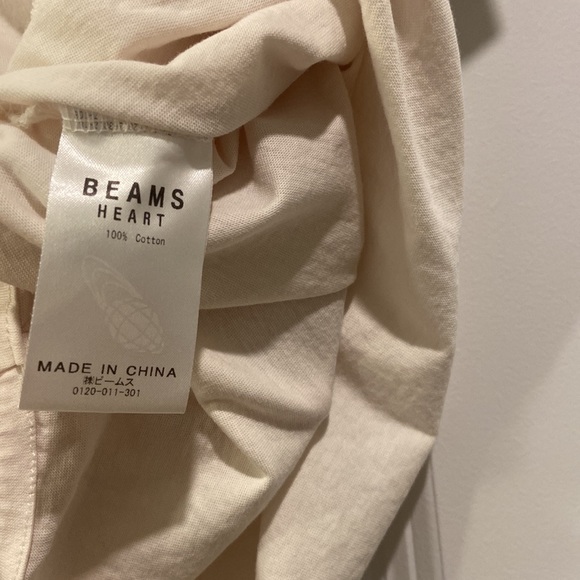 BEAMS Heart - White Button down V neck Short sleeve blouse shirt - Picture 12 of 15